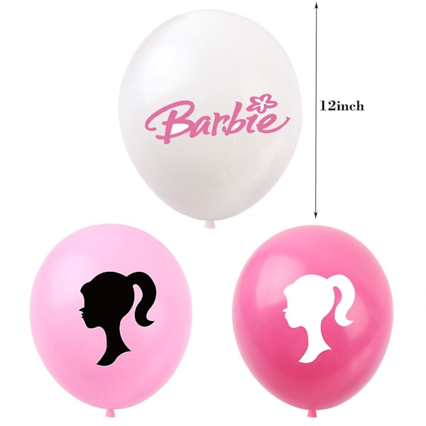 Rosa ballonger för flickors födelsedagsfest, festtillbehör, dekorationer för Barbie-flicka, kvinnor (B)