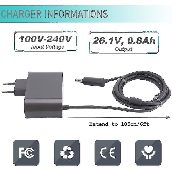 Lader for Dyson V6 V7 V8 Dc58 Dc59 Dc61 Dc62 Sv03 Sv04 Sv05 Sv06 Sv07, Ac støvsugeradaptere
