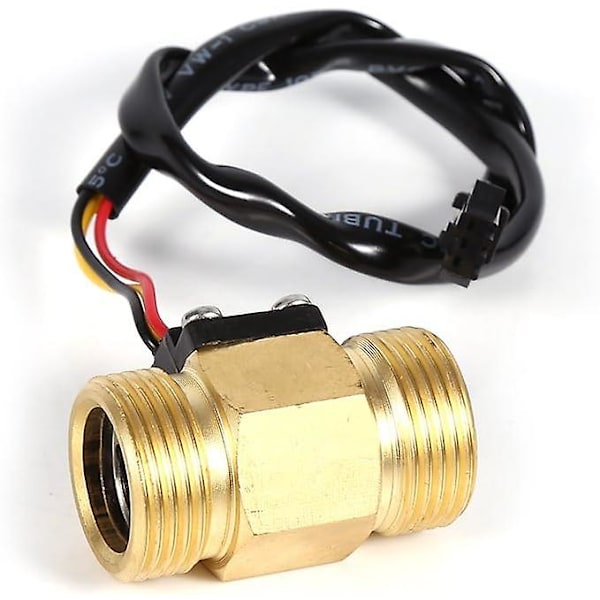 Vattenflödesgivare, G3/4 Dn20mm gänga Hall-effekt vätskeflödesgivare 2-45l/min (45 mm total längd), vattenflödesbrytare
