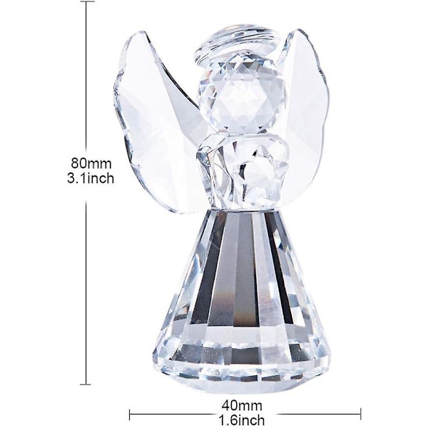 Kristallängel Figur Dekorativ Klar Glas Heminredning Ornament Samlarobjekt Present Till Barn