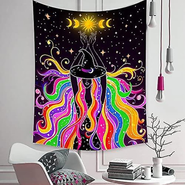 Väggdekor 150x130cm Månfas Gobeläng Väggbonad Häxig Gobeläng, Häxgobeläng För Sovrum Estetisk Andlig Gobeläng Boho Hippie Divin