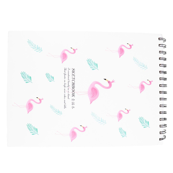2 stk. Spiralhæfter Flamingo Skitsebog Tegnepapir Spiralbog Maleri Skitseblok Studerendes Journal