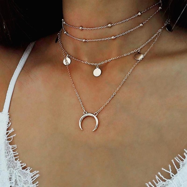 Ghyt kvinnor flerlagers legering hänge halsband kedja smycken