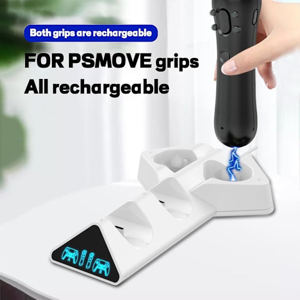 1 sarjan peliohjaimen laturi 4-in-1 Led-ilmaisin 4 pohjan ohjaimen lataustelakka Neljän kahvan latausasema Ps5/P-move-kahvalle - Snngv