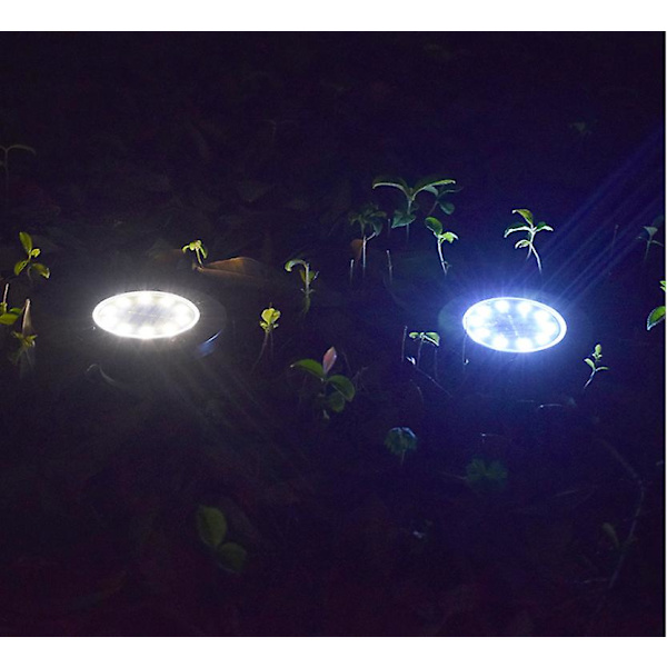 Nedgravde lys 10LED rustfritt stål solcelle underjordisk lys, utendørs plenlys, hage hagelys, 10LED positivt hvitt lys, underjordisk lys