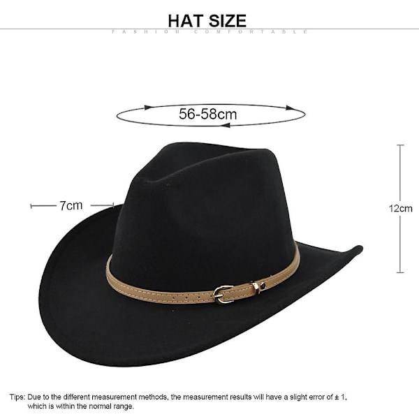 Filthatt Retro Imitert Sau Hat Cowboy Hat Belte Ullhatt Nasjonal Hette Retro Jazz Hat