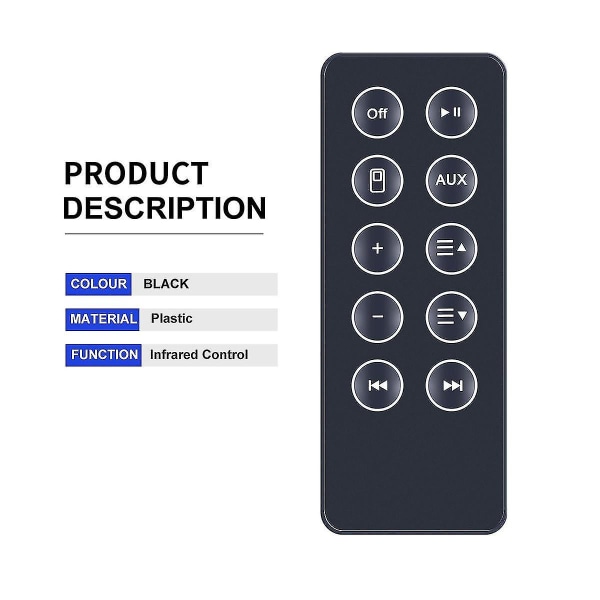 Ny fjernbetjeningserstatning til Sounddock 10 Sd10 Bluetooth-kompatibel højttaler Digital Music Sys（Sort）