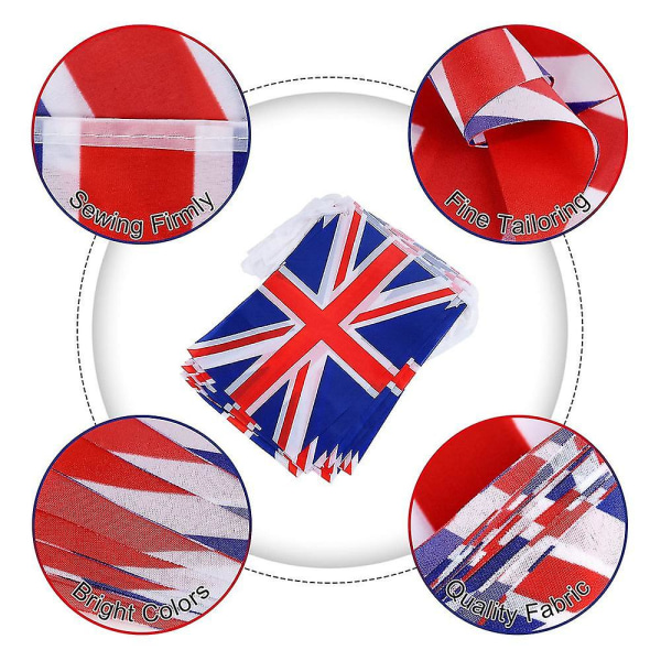 Union Jack Storbritannien British Premium Bunting Garland Banner Fejring Dekorationsforsyninger 38 flag på 10 meter længde hvert flag 21*14 Cm (5,5*8.