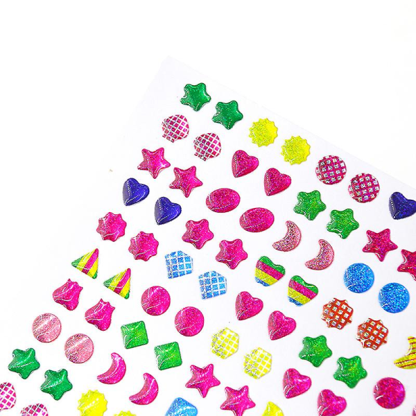 Børn Sticky Øreringe 3D Gems Stickers Glitter Krystal Sticker Øreringe Til piger Søm Øre Ring Prinsesse Makeup Legetøj Gave 2stk