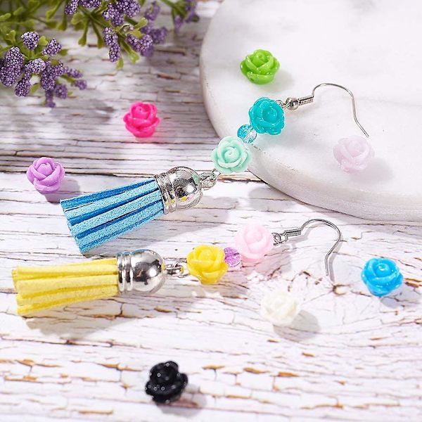 160 st 16 Färger Rosblommor Pärlor Knappar Platta Bas Harts Blomma Smycken Pärlor Dekorationer Blomma Flatback Cabochons För Diy Hantverk, Scrapbooking