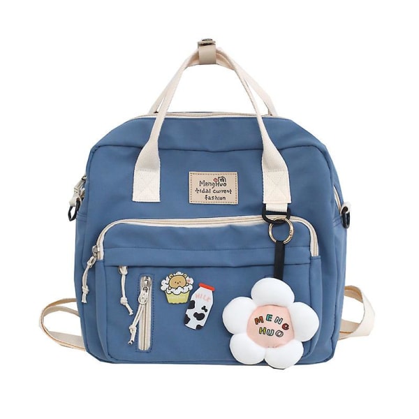 Ryggsäck Söt tygväska med blomtillbehör Kawaii-nålar för skolryggsäck för flickor