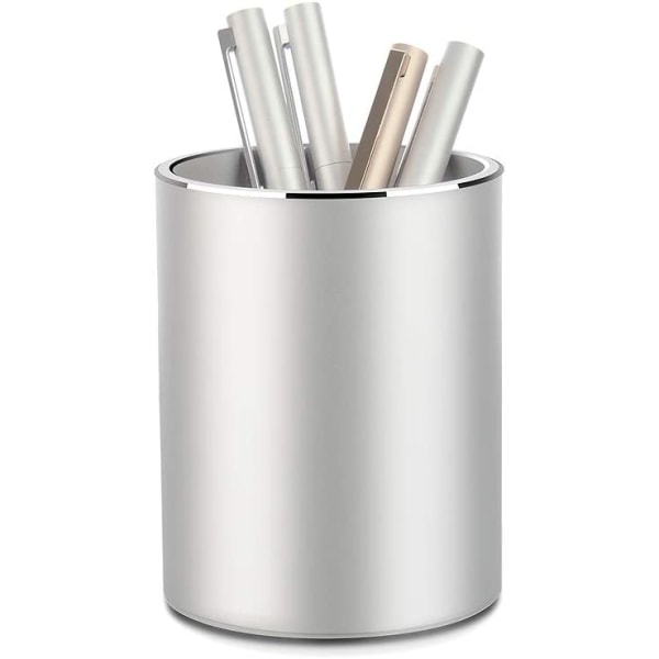 Metall Rund Pencil Pot Pennhållare - För barn, skola, hem silver