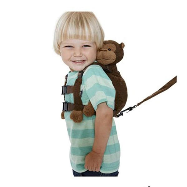 2-i-1 Baby Kids Keeper Assistant Toddler Walking Safety Harness Monkey Backpack Bag