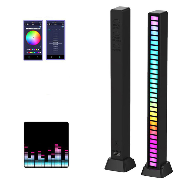 Trådlöst ljudaktiverat 32LED RGB Light Bar BK N（B）