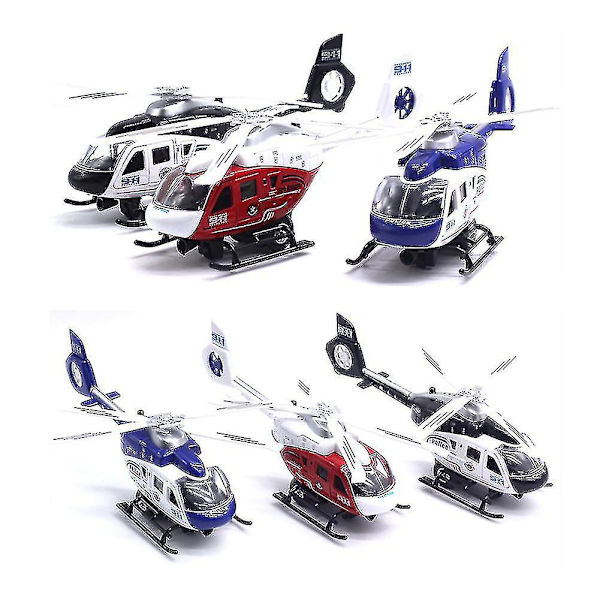 Ny realistisk polishelikopterplan Pull Back Led Music Model Kids Toy Collection