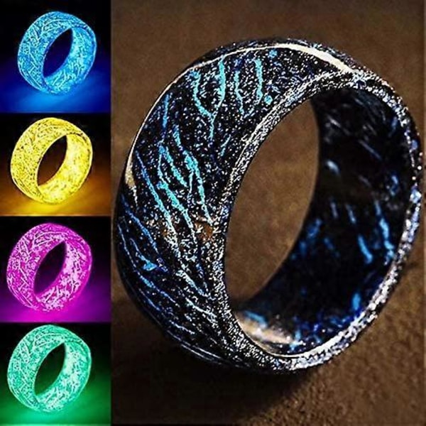 Luminous Glow Ring - Lysande Ring i Mörkret Unisex Dekoration Fluorescerande Ring Smycken för Kvinnor Män, Gul, 1111