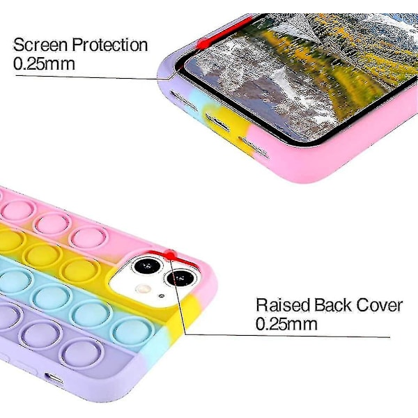 Aupartuds Pop It Telefonfodral för iPhone 8 7 6, stressavlastande tryck Pop Bubble Fidget Toys Cover, söt rolig mjukt silikon skyddande skal för iPhone Se