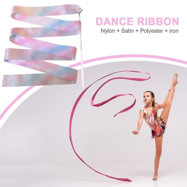 2m Blinkende stjerne Gymnastikbånd Dansebånd Rytmisk kunst Gymnastik Ballet Streamer Twirling Rod Regn