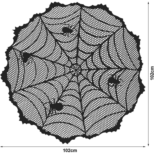 Hämähäkkiverkko Halloween-pöytäliina Halloween-sisustusliina Hämähäkinverkko musta pyöreä pöytäliina, Halloween-pöytäkoristelu, ruokapöytä kumit ovi Hallo
