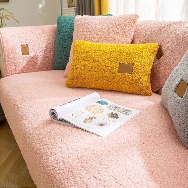 Hörnsofföverdrag Quiltat Sofföverdrag Med Armstöd Med Vänster/Höger Meridian - L-format Fläckskyddande Soffskydd (rosa, 110x160cm/rektangulär)