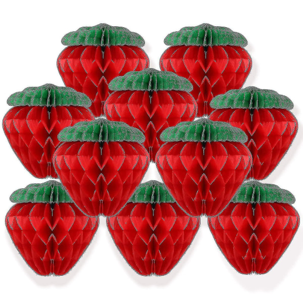 10 stykker 6 tommer papir jordbær honeycomb bold silkepapir jordbær bold til jordbær fødselsdagsfest dekoration