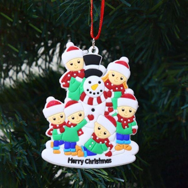 Merry Christmas Tree Snowman Decor Familjemedlem 2-6 Hemhängande prydnadspresenter Rekvisita（Familj på 6）