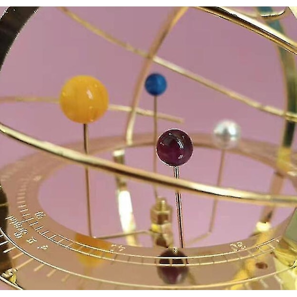 Stor Solsystem Orrery Modell Roterande Metallprydnad