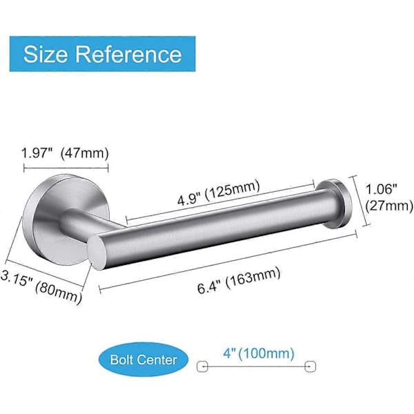 Toalettpappershållare i borstad nickel SUS304 rostfritt stål, modern rund toalettpappershållare, väggmonterad, badrums-toalettpappersdispenser 5 tum TP-hållare