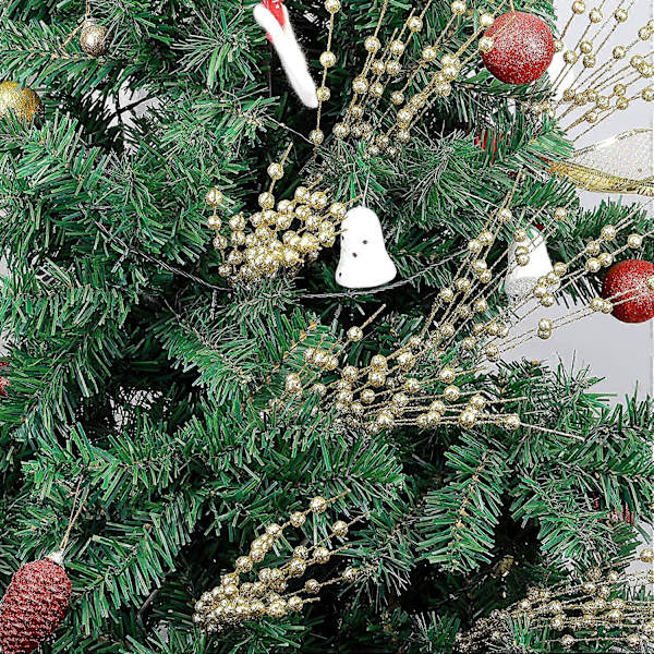 10-pack Julgransprydnader med Gyllene Bär, Konstgjorda Burgunder Glitterbär Julspett för Julgransdekorationer, DIY Kranshantverk Present