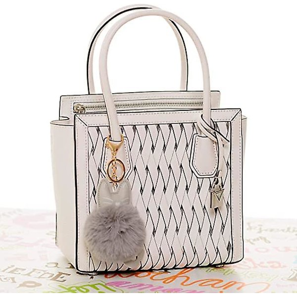 Ghyt Faux Fur Ball Key Chain Ring För Kvinnor Flickor Väska Hänge