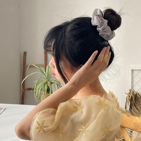 WABJTAM Stjerneprint Chiffon Stor Intestin Ring 6PCS
