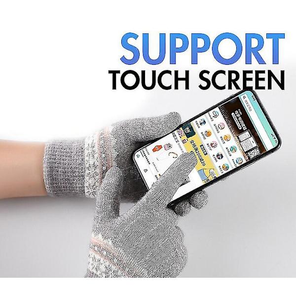 Vintervarma Touchscreen-Vantar Kvinnor Stretchstickade Vantar Akryl Hel Finger Vantar Dam Kvinnor Stickade Vintervantar (A-rosa)