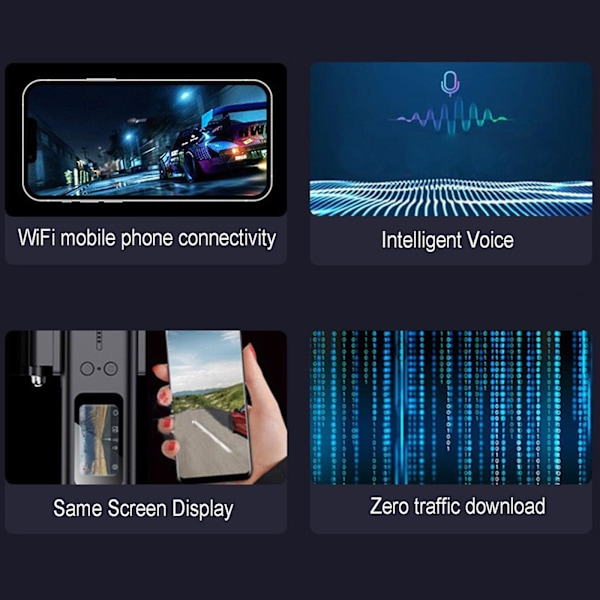 2K Ultra Clear WIFI Dash Cam 1,47-tums dold dold smart körinspelare för bilkameror Parkering inspelning/HD nattseende/Loop inspelning/ Gravity Sensing