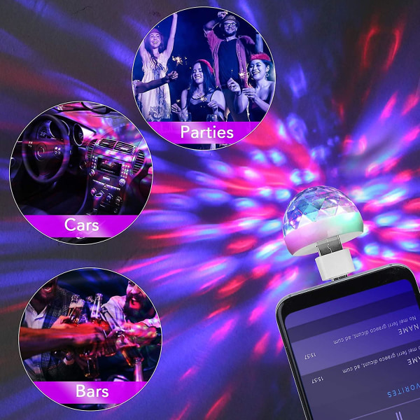 GHYT USB Mini Disco Ball -juhlavalot, ääniaktivoidut DJ-lavan strobe-valot, kannettavat led-auton tunnelmavalot joulusukkahousuihin, bileet