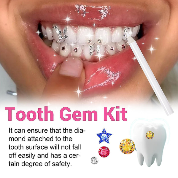 Tand Gem Kit, DIY Tand Smycken Kit Avtagbara tandprydnader Konstgjorda moderiktiga kristaller för reflekterande tanddekorationer