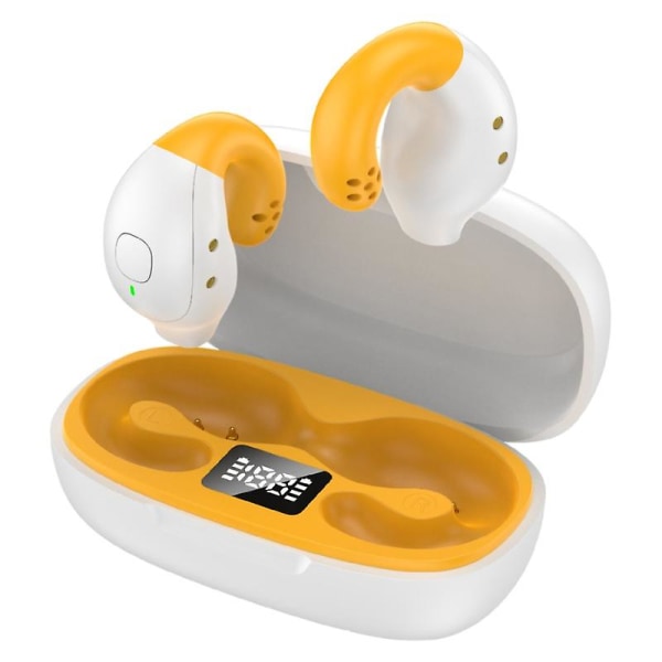 Öronklämma Bluetooth headset Ultralång batteritid Tre äkta digital skärm Brusreducering Trådlöst sportheadset（Vit）