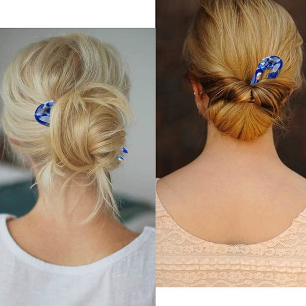 Wabjtam fransk skildpadde skal U-formet øverste hårklemme til tyndt tykt hår, 4,3 tommer (ca. 10,9 cm) klassisk acetat 2-kløet hårpind Chignon kvinder
