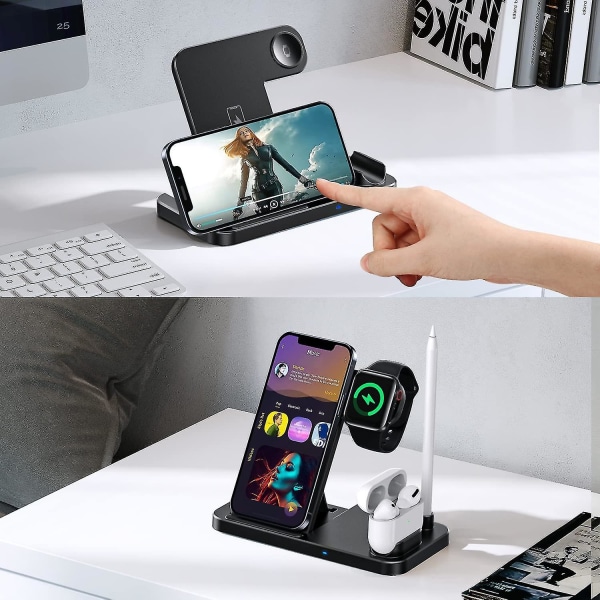 Teminice 4-in-1 langaton latausalusta Apple Watchille, Airpodeille ja kynän lataustelakalle