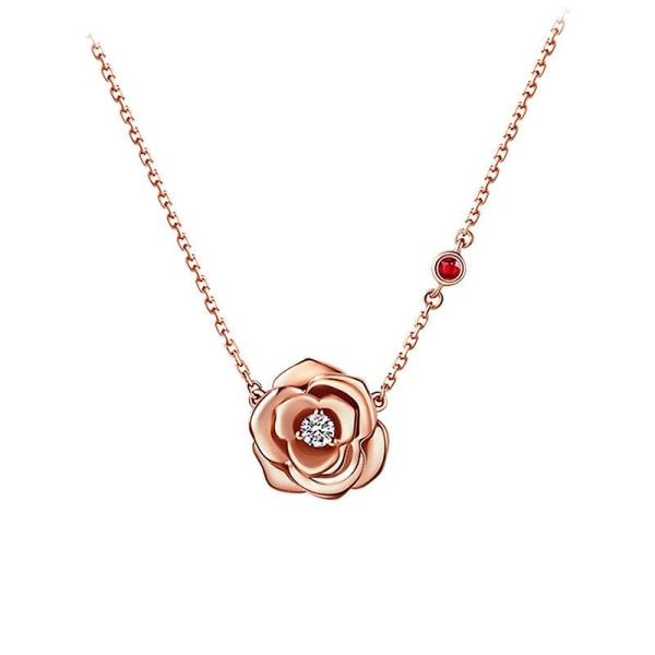 18k rosegullbelagt CZ steinblomst anheng halskjede smykker gave til kvinner 18"