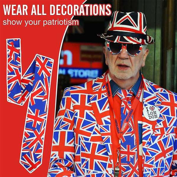 Menn Union Jack trykt slips kroning dekorasjon slips slips for feiring fest