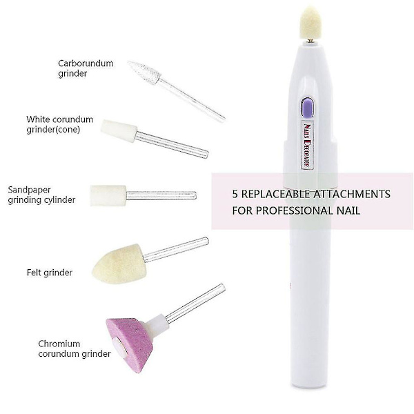 Elektrisk Nagelfräsmaskin Naglar Konst Fil Elektrisk Manikyr Set, Bärbar Nagelfil Fingernagel Slip Kit Multifunktionell Naturlig Tånagel Polermaskin Slipning
