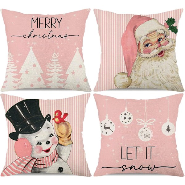 4 stk Julepynt Juleputetrekk 45*45cm Vinterferie Juledekor Hjem Sofa Pute Innendørs Dekorasjoner