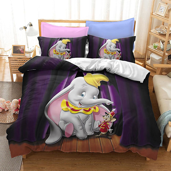 3D Digitaltryck Dumbo Barn Hemtextil Sängkläder Tredelad Set XFX11 180*200cm -ZHENV（180*200cm）