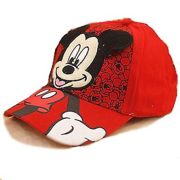 Disney Boy's Girl's Musse Pigg cap - 3d tecknad karaktär Böjd brätterem rygg bomullsmössa Flerfärgad valfri（röd）