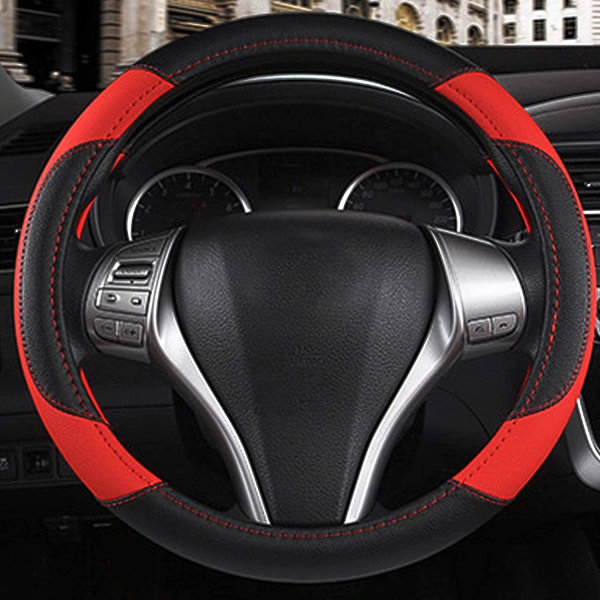 Cover i läder, halkskydd för cover Andningsbart mikrofiberläder Universal Passar för de flesta bilar (svart och rött)