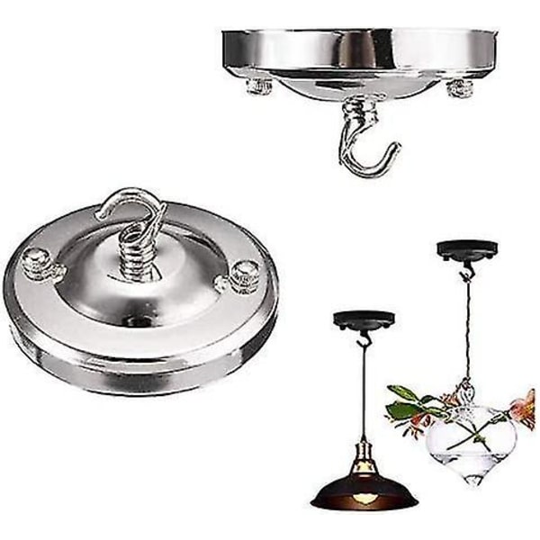 Vintage Kandelaber Takplatta, Retro Järn Takkrok Platthållare Hängande Lampa Tak Sugskiva (Krom)