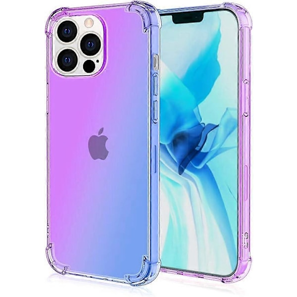 Gradientfodral för iPhone 13 Pro Max, Gradientfärgad Telefonfodral Ultrasmalt Kristallklart Skyddande TPU-stötfångare Bakre Skydd - Blå Lila