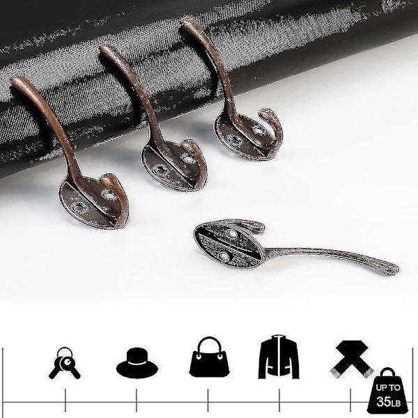 10-pack Rustika Väggmonterade Kraftiga Dubbla Krokar