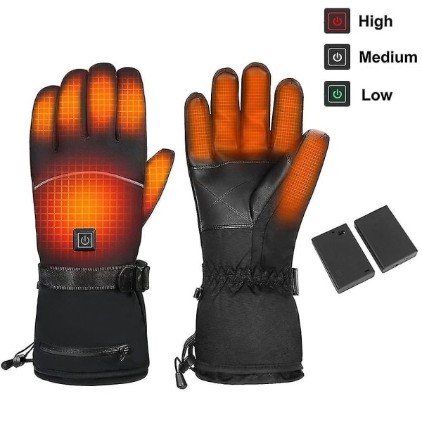 1 par oppvarmede hansker Elektrisk termisk berøringsskjerm Vinter utendørs varmere sykkel skihansker