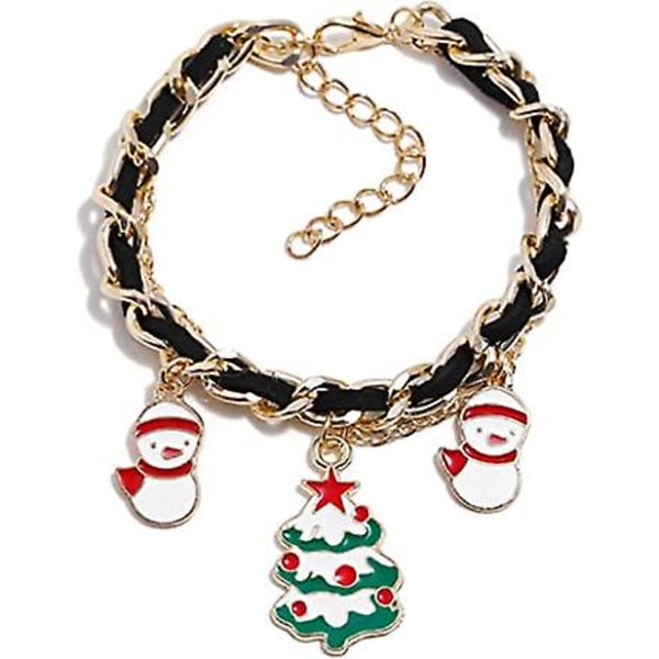 Julekæde armbånd træ vedhæng armbånd Justerbart ferie armbånd til piger